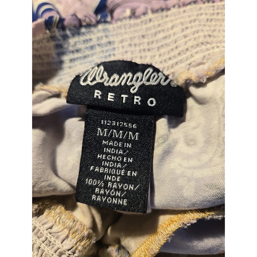 Wrangler Western Patchwork Bell Sleeves Boho Crop Top Size Medium - Picture 12 of 13